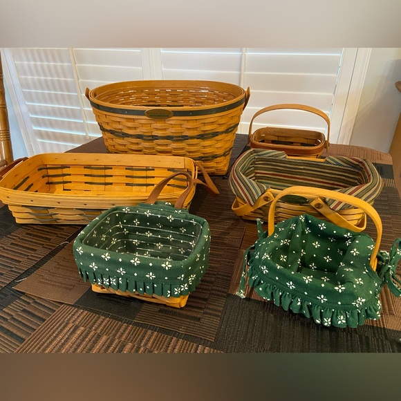 Vintage Longaberger baskets, lot of 6, green, 1990’s-early 2000’s - Picture 2 of 16